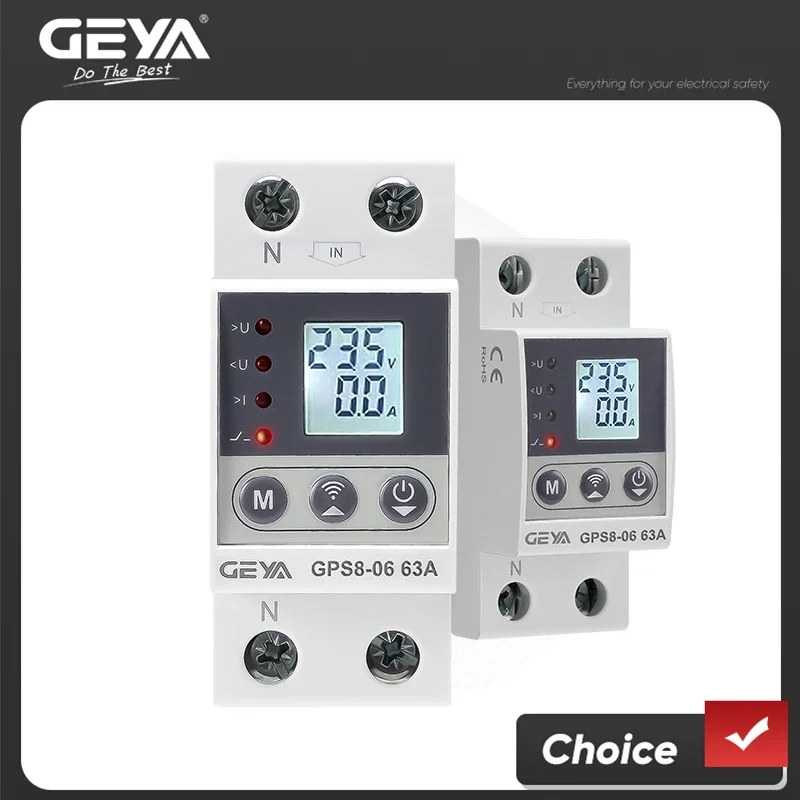 GEYA Tuya Wifi KWH Meter Current/Voltage Protective Device with Energy Metering Function 32A 40A 63A 80A 220V GPS8-06