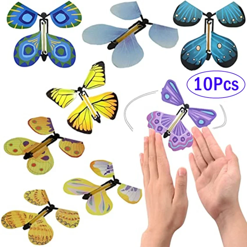 Magic Wind Up Magic Flying Butterfly Toys In The Book Rubber Band Powered Fairy Flying Toy Great for Surprise Gift Party Favor