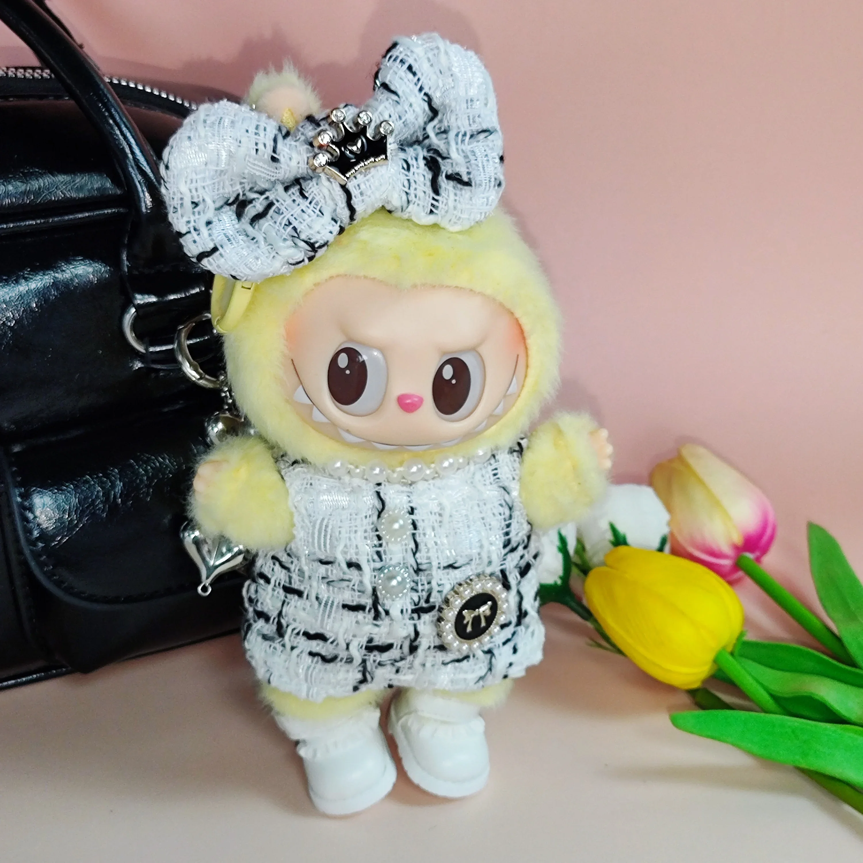 17 سنتيمتر Labubu إكسسوارات دمي الملابس Kawaii تصميم صغير فاخر الحلو تنورة الأميرة Labubu الملابس حقيبة كروسبودي أحذية الأميرة