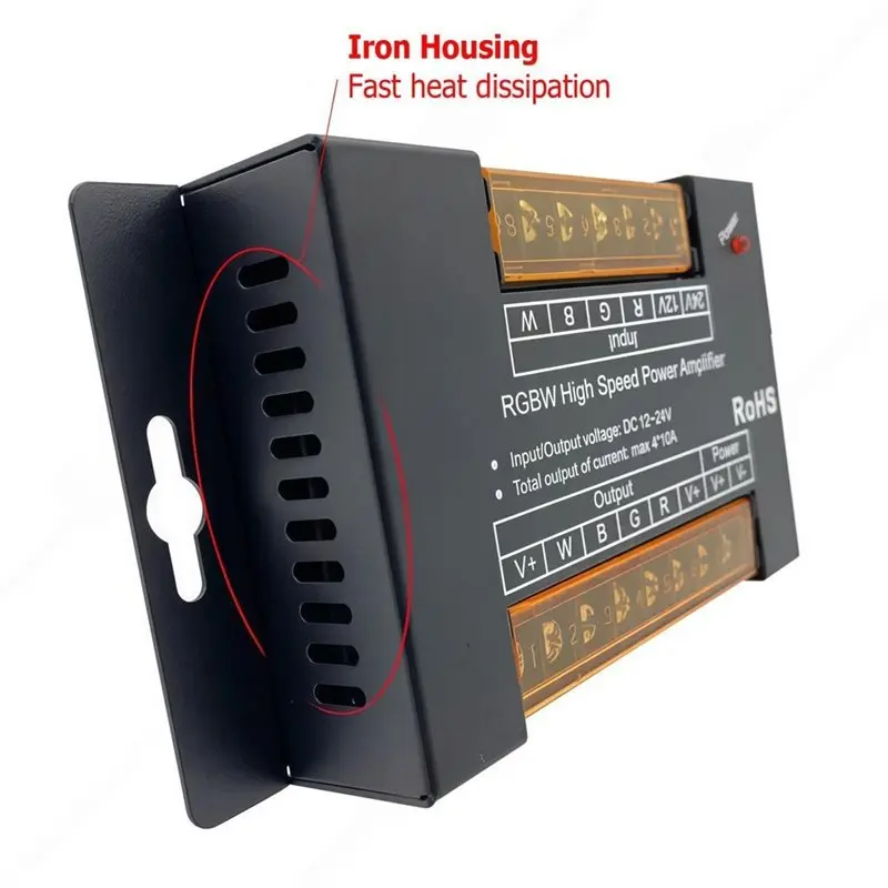 ABLN-New RGBW High Speed Power Amplifier DC 12V 40A 4 Channel Constant Voltage PWM Controller Dimming Signal Extender Rep