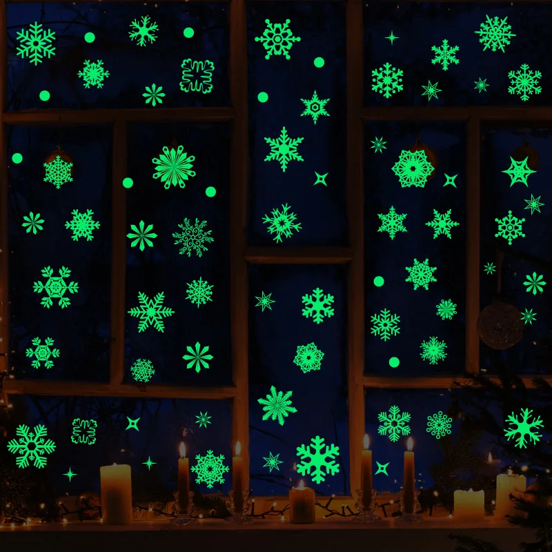 

Luminous Snowflake Christmas Wall Stickers Bedroom Room Decoration Home Decals New Year Glass Window Glow In The Dark Wallpaper