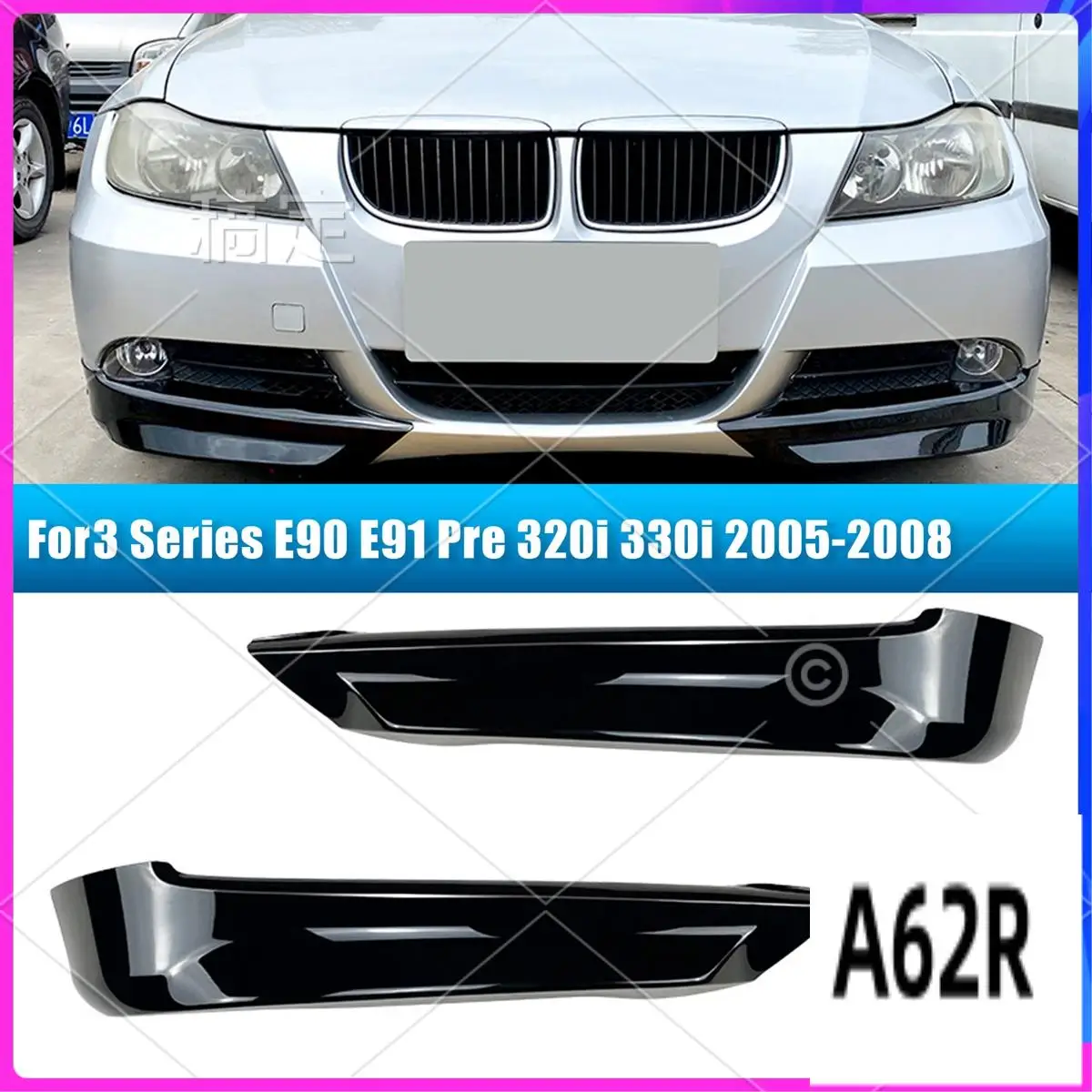 

R2-For BMW 3 Series E90 E91 Pre 320I 330I 2005-2008 Front Bumper Lip Angle Diffuser Splitter Spoiler Protector