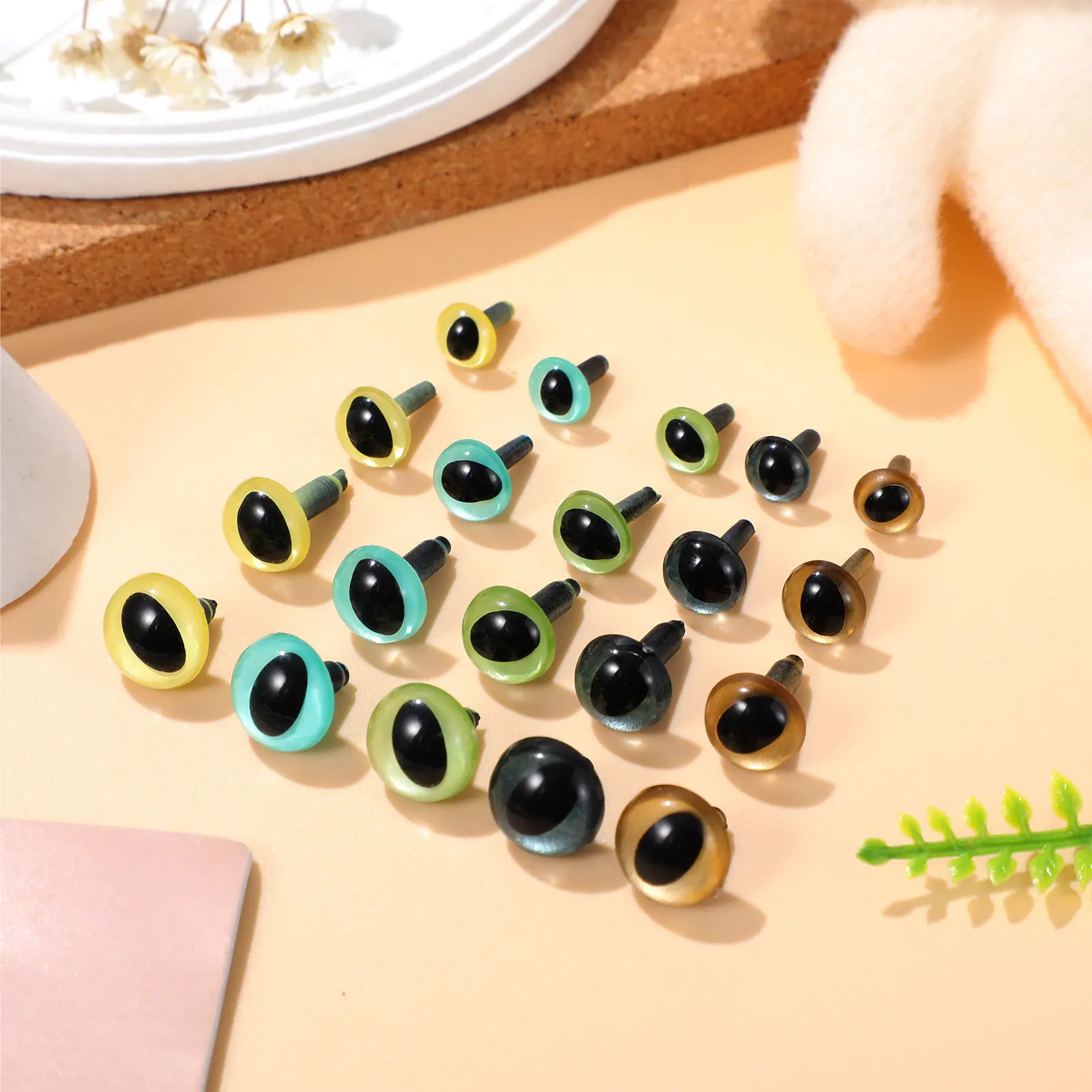 

40 шт. переливающиеся пластиковые глазки-котики для рукоделия, безопасные глазки для мягких игрушек, аксессуары для вязания крючком, маленькие пластиковые