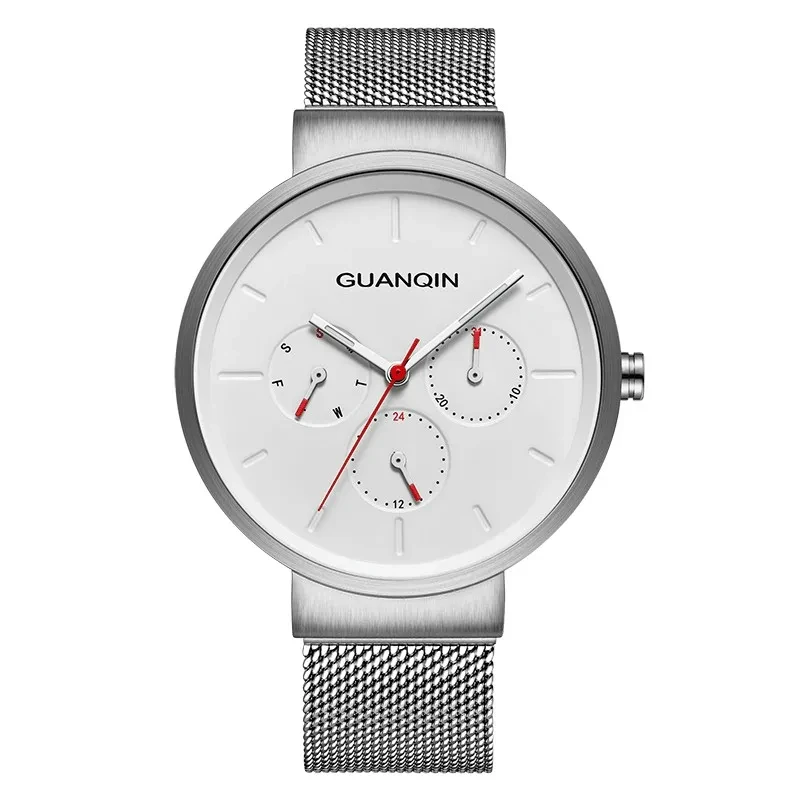 

GUANQIN 2024 New Fashion And Simple Men Watches Quartz Watch For Men Men Multifunctional Clock Stainless Steel Mesh Belt Watch