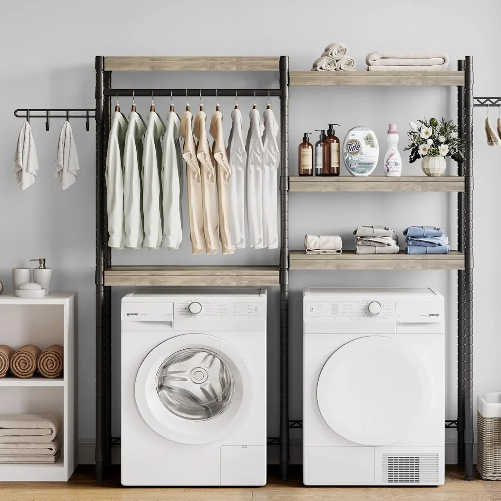 

Over The Washer and Dryer Storage Shelf- Laundry Room Organization Space Saving Laundry Drying Clothes Racks Heavy