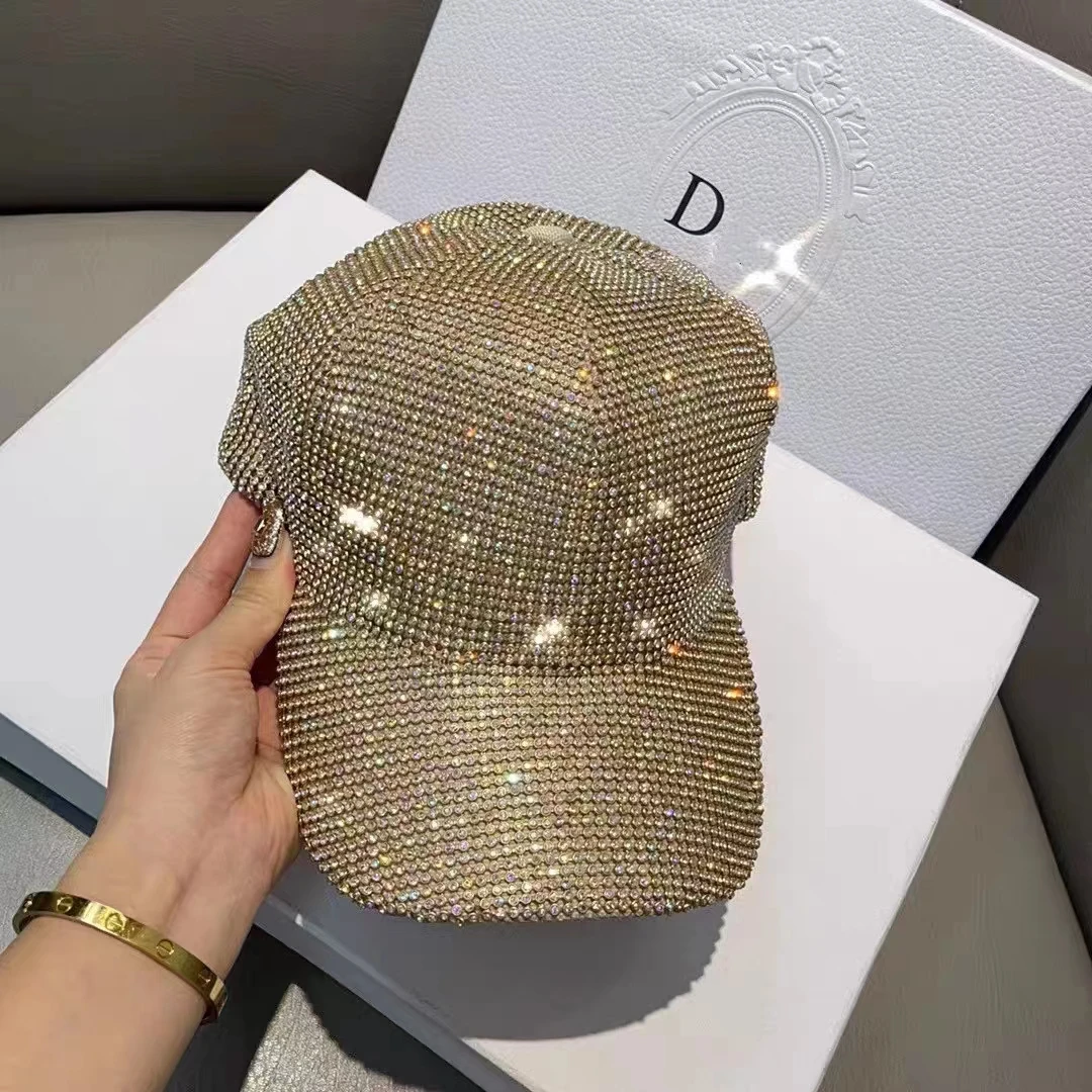 Gold 2023 new rhinestone Baseball cap empty hat luxury women\'s hat autumn fashion Baseball cap  gorra hombre