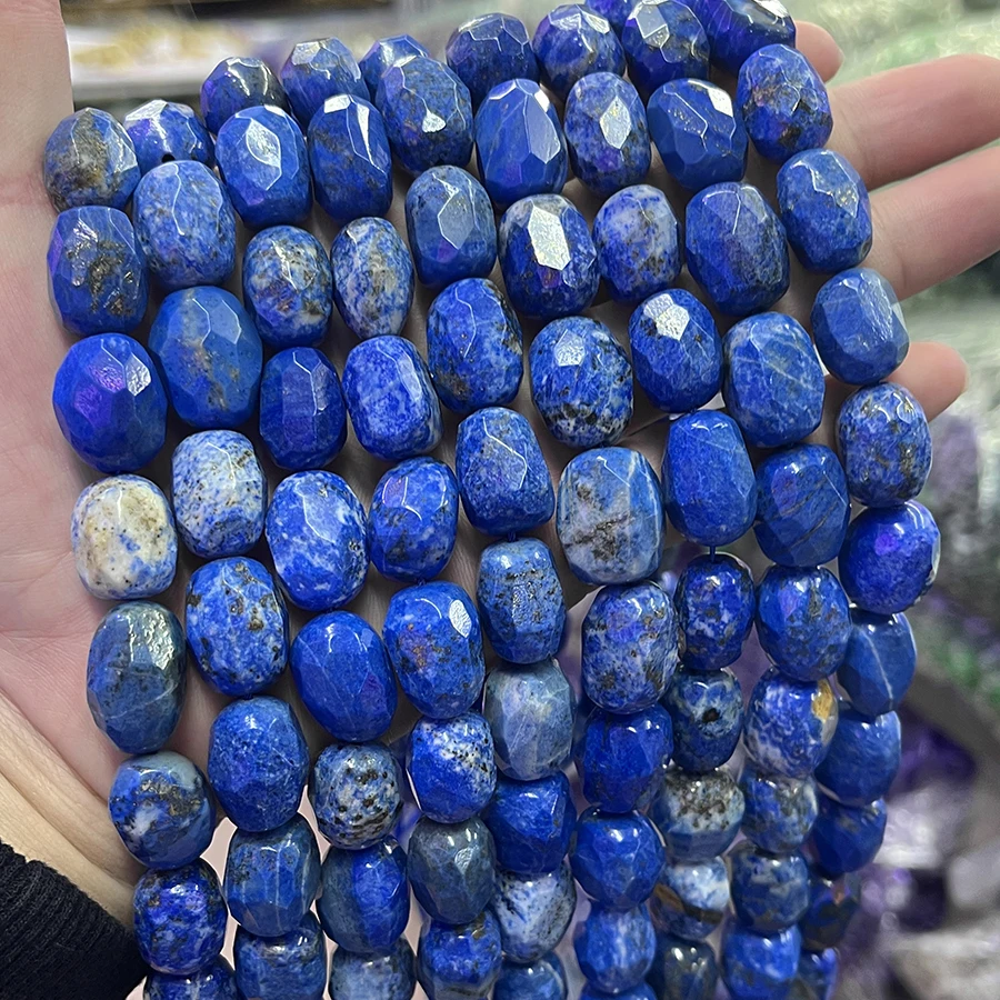 Natural Lapis Lazuli Stone Conformal Section Irregular Faceted Loose For Jewelry Making DIY Necklace Bracelet 15'' 12-15mm