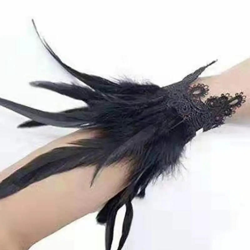 Gothic Feather Choker Lace Women Neck Cover Neck Choker Collar Necklace Choker Necklace Neck Jewelry for Show Dance Party