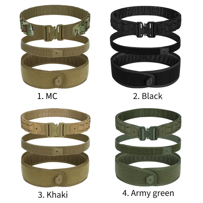 

ARTEX Tactical Belt 3 IN 1 Laser Cut Quick Release Buckle MOLLE Combat Shooting Belt with Inner Belt & Back Support Pad