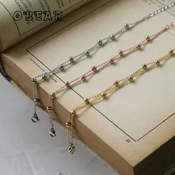 316L Stainless Steel Korean Double Bead Chain Bracelet For Women New Trend Rustproof Wrist Jewelry Party Gifts Bijoux