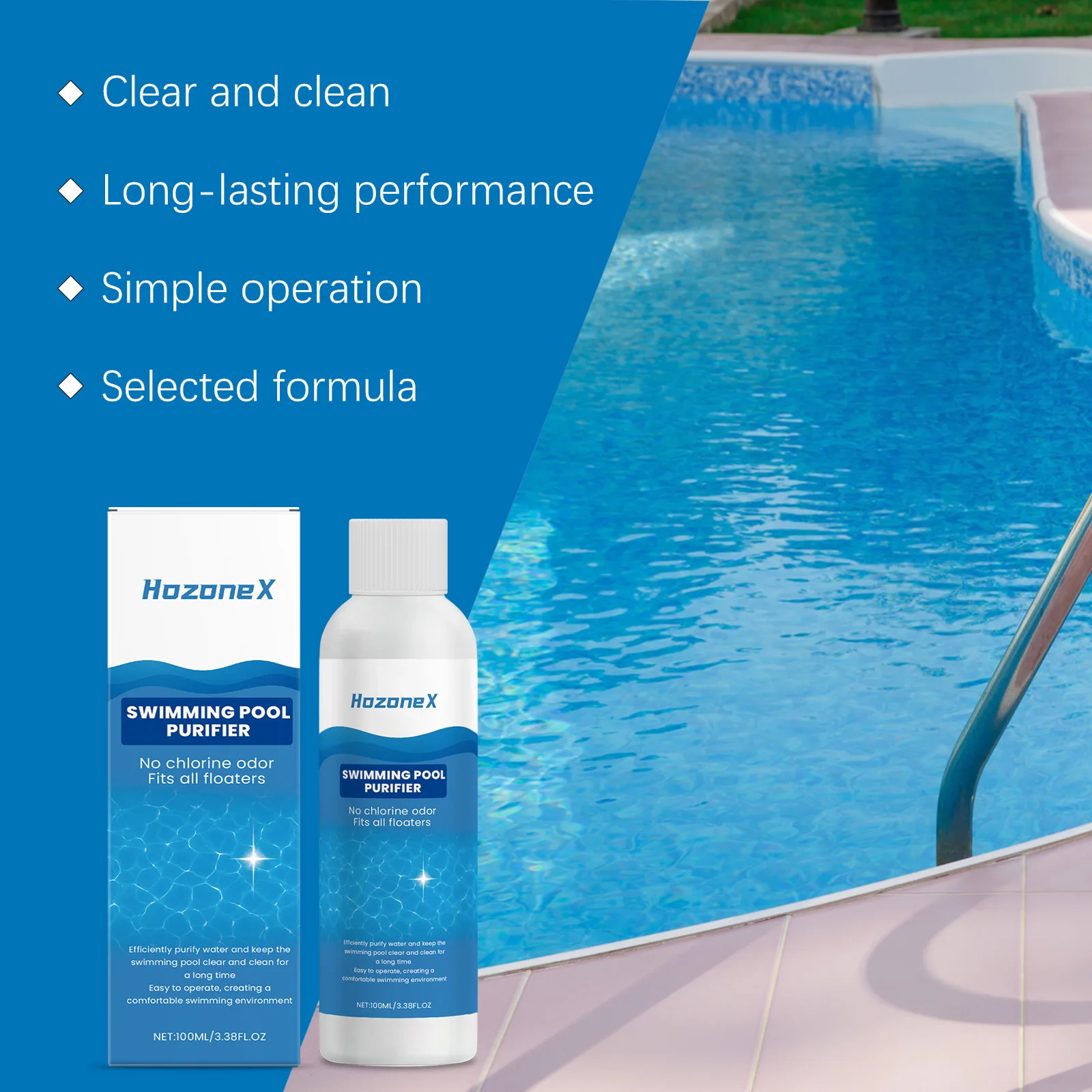 Multi-purpose Pool Water Purifier Clarifier Liquid Clear Murky Water Anti-algae Deodorizer For Above Ground Inground Pool Bath