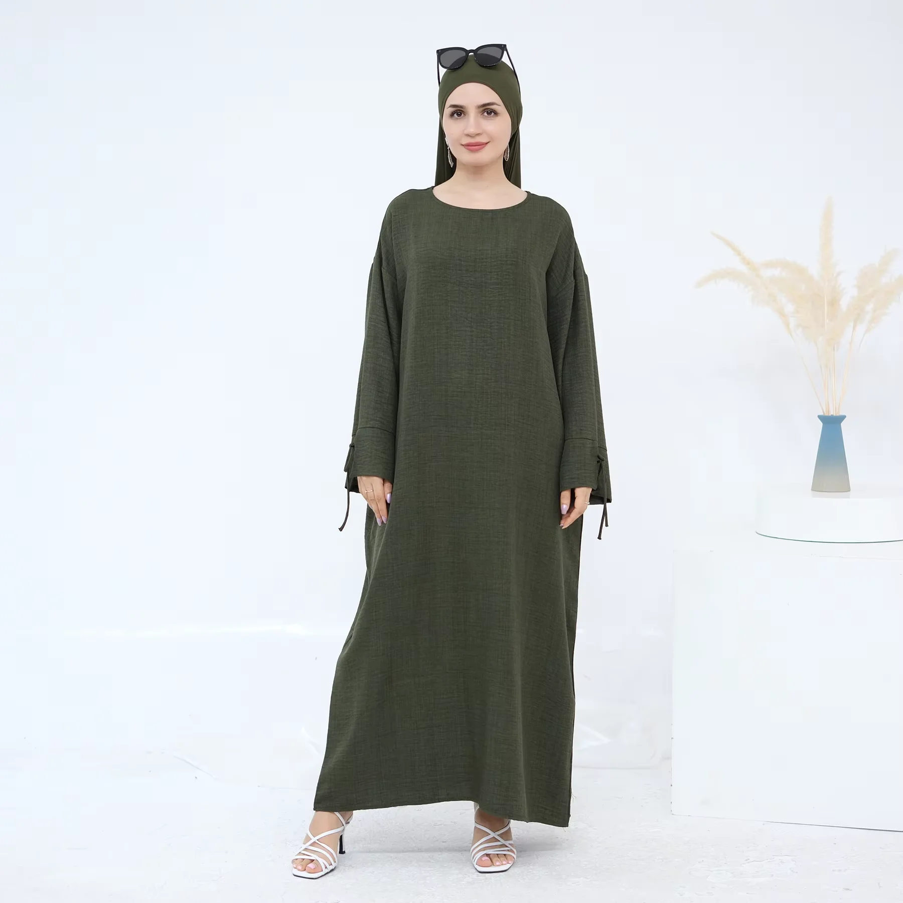 Eid Djellaba Donne Musulmane Maxi Vestito Dubai Abaya Turchia Caftano Kebaya Caftano Marocain Femme Musulmane Abiti Islam Jalabiya