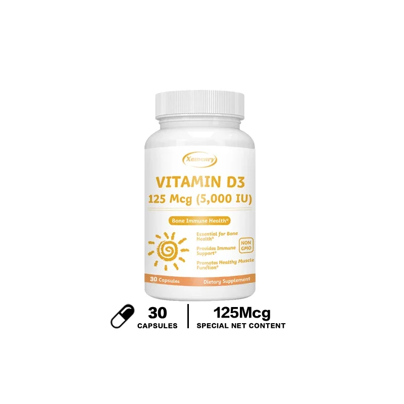 Vitamin D3 5000IU Capsules - Helps Support Muscle and Nerve Health, Bone Health, Immunity and Sleep Quality, Anti-inflammatory