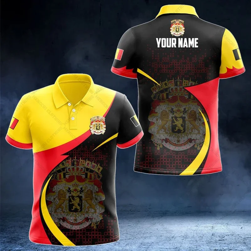 

Belgium Lion Graphic Customized Polo Shirts Summer Casual Streetwear Loose Jersey Plus Size Sportswear Short Sleeve Tops