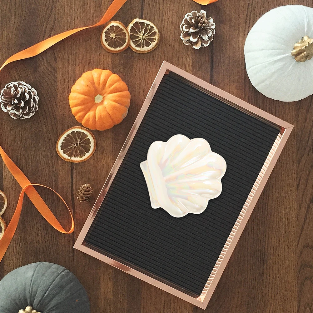 

2Pcs Shell Shaped Ceramic Jewelry Organizer Elegant Design Multifunctional Storage Tray Desktop Necklace Container