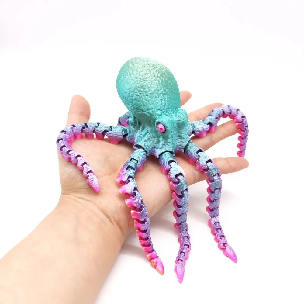 Vibrant Color 3D Printed Octopus Figurine Jointed Body 3D Printed Jointed Body Figurine Versatile Design Animal Simulation Model
