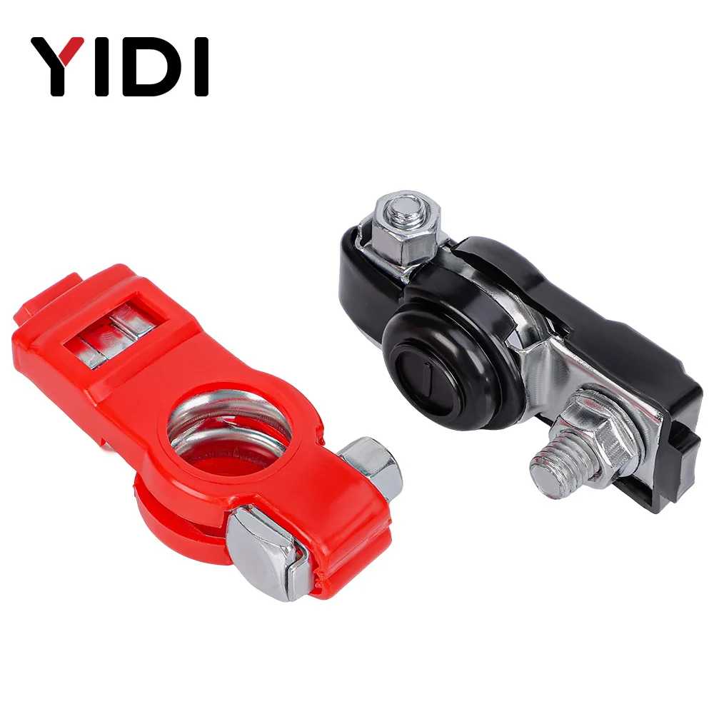 1 Pair Universal Car Battery Terminal Connectors Positive Negative Battery Post Clamps with PVC Covers for Auto Motorcycle