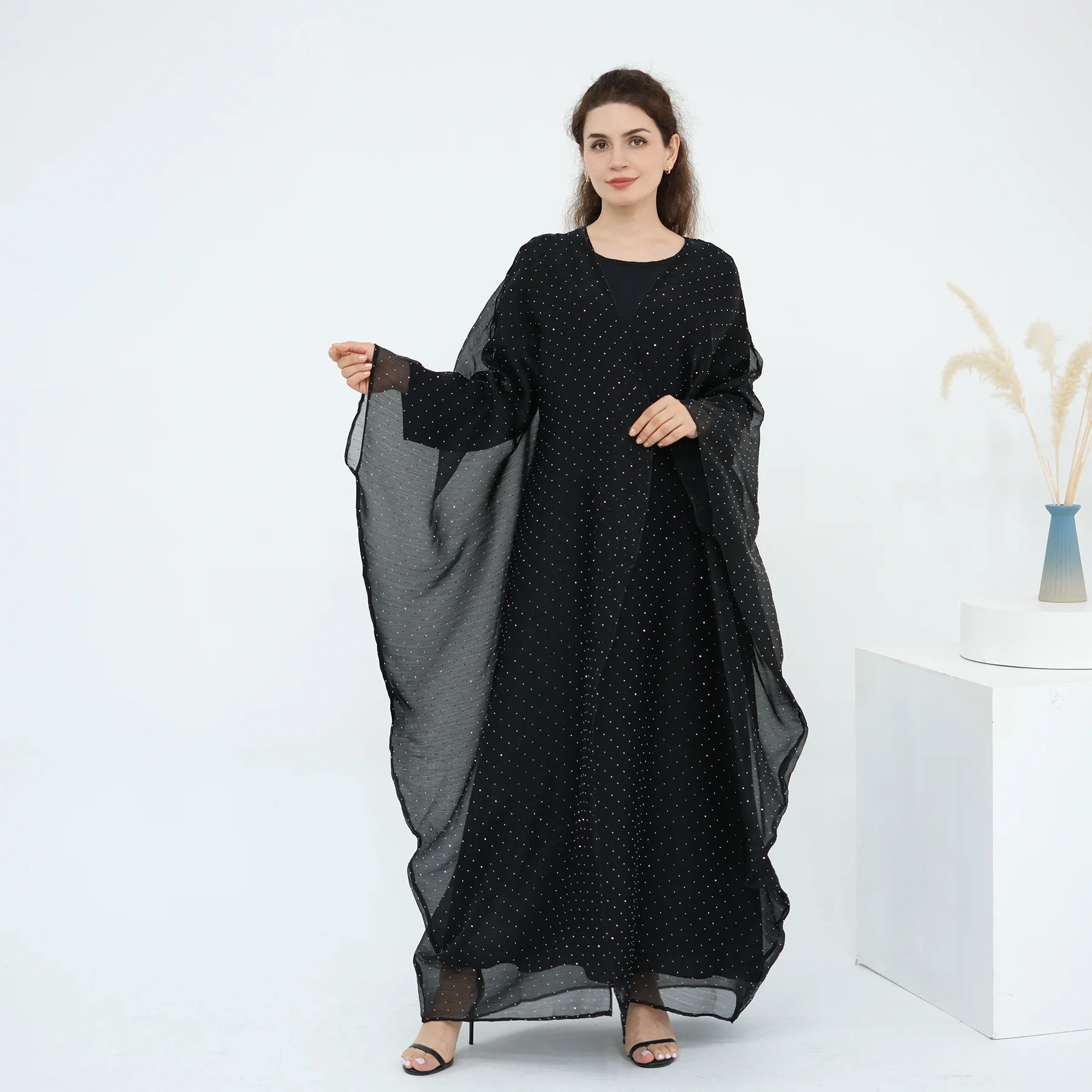 Abaya musulmana brillante de Dubái para mujer, vestidos largos para mujer, ropa islámica, Abaya, bata tipo kimono abierta, caftán Djellaba musulmán para mujer, nuevo