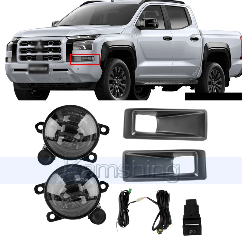 

1set Front Bumper Foglight For Mitsubishi Lriton L200 2023-2024 Daytime Running Light DRL Day Light Foglamp Frame Signal Light