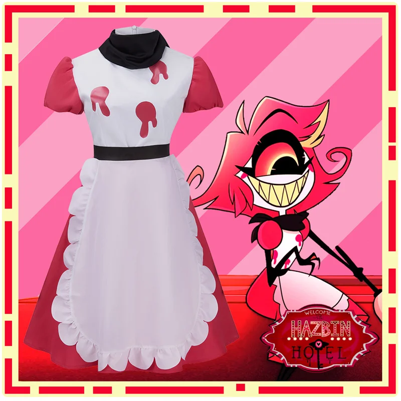 

Niffty Cosplay Costume Pink White Uniform with Gloves Full Suit for Halloween Carnival Party