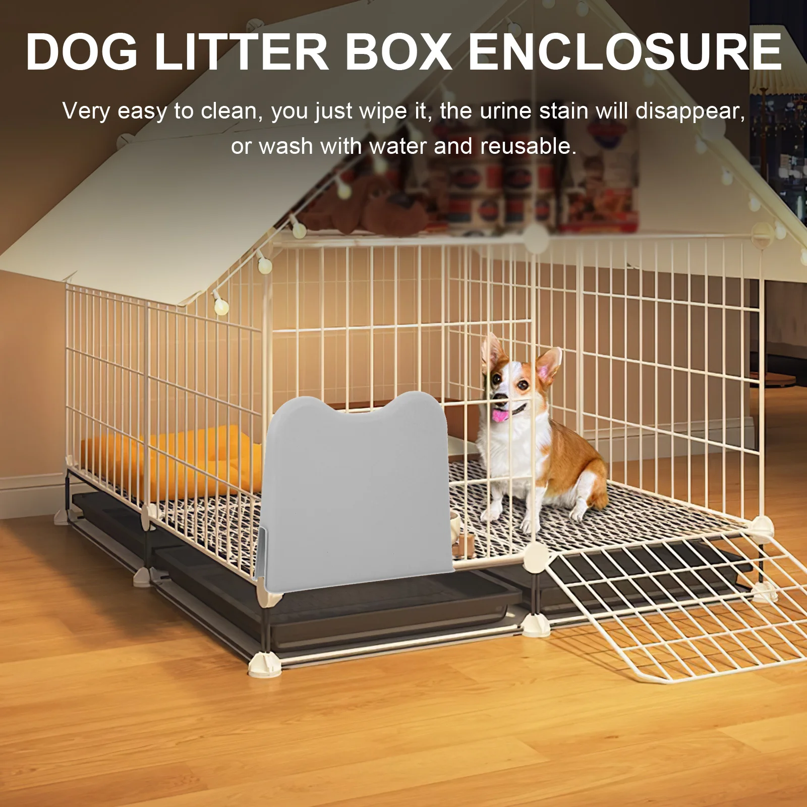 

Dog Litter Box Splash Guard Anti-Splashing Enclosure Pet Toilet Privacy Cover Easy Clean Reusable Sturdy Design