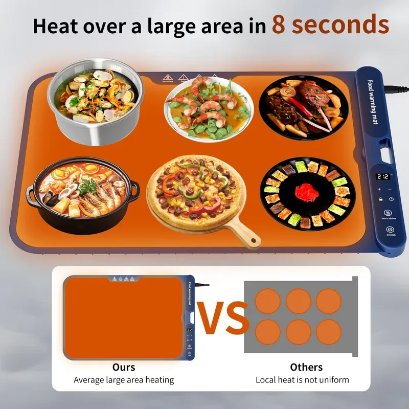 For Multi Functional Meal Heating Plate Mat Flexible Silicone Rollable Thermal Insulation Warmer for Vegetables Kitchen