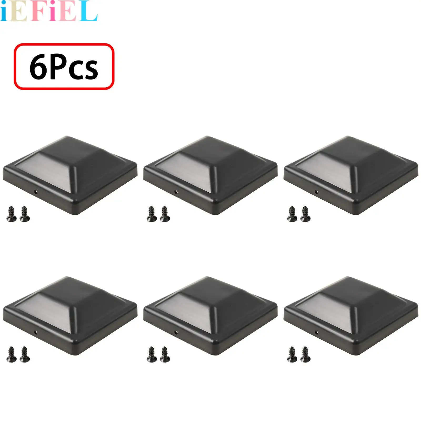 

6Pcs Post Caps Fence Cap Decor Corridors Covers Black 4 Inch Fence Post Caps Finials Posts Lamp Cover for Wooden Fence Poles