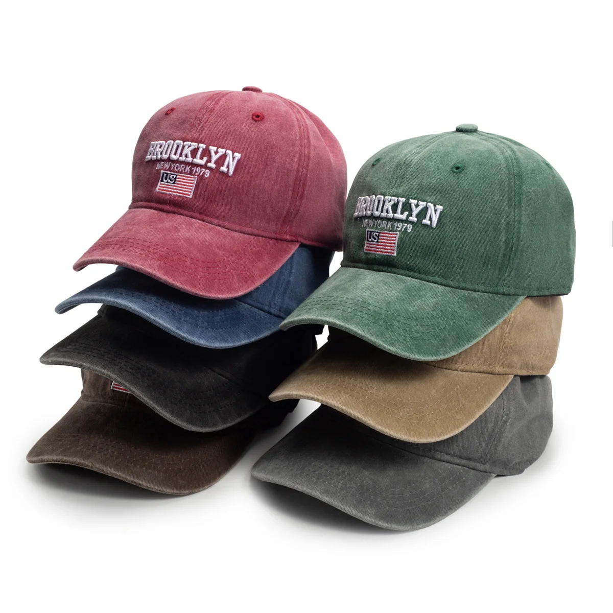 Prana, miękka czapka bejsbolówka w stylu vintage z haftowaną flagą USA Brooklyn, czapka typu dad hat unisex, codzienna czapka przeciwsłoneczna dla mężczyzn i kobiet, do sportów outdoorowych