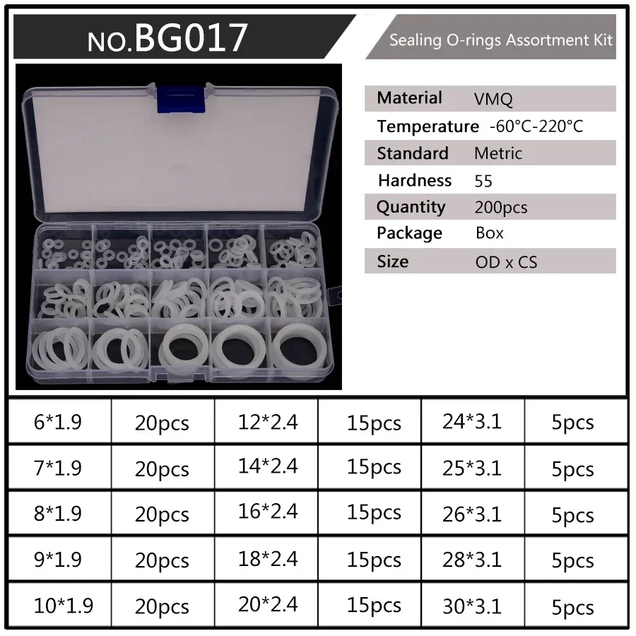 150-200-225 peças pcp paintball vedação o anéis substituições de silicone branco od 6mm-30mm cs 1.5mm 1.9mm 2.4mm 3.1mm