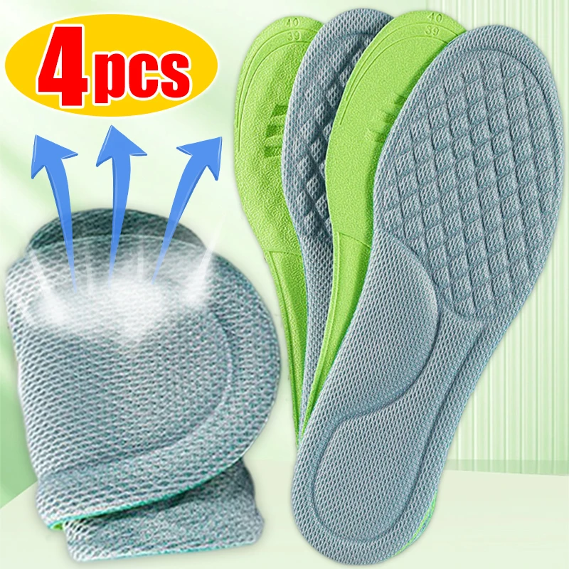 

4PCS Massage Sport Insoles for Shoes Sweat-Absorbing Breathable Deodorant Insole for Feet Growing Sole Sponge Shoe Inserts Pad