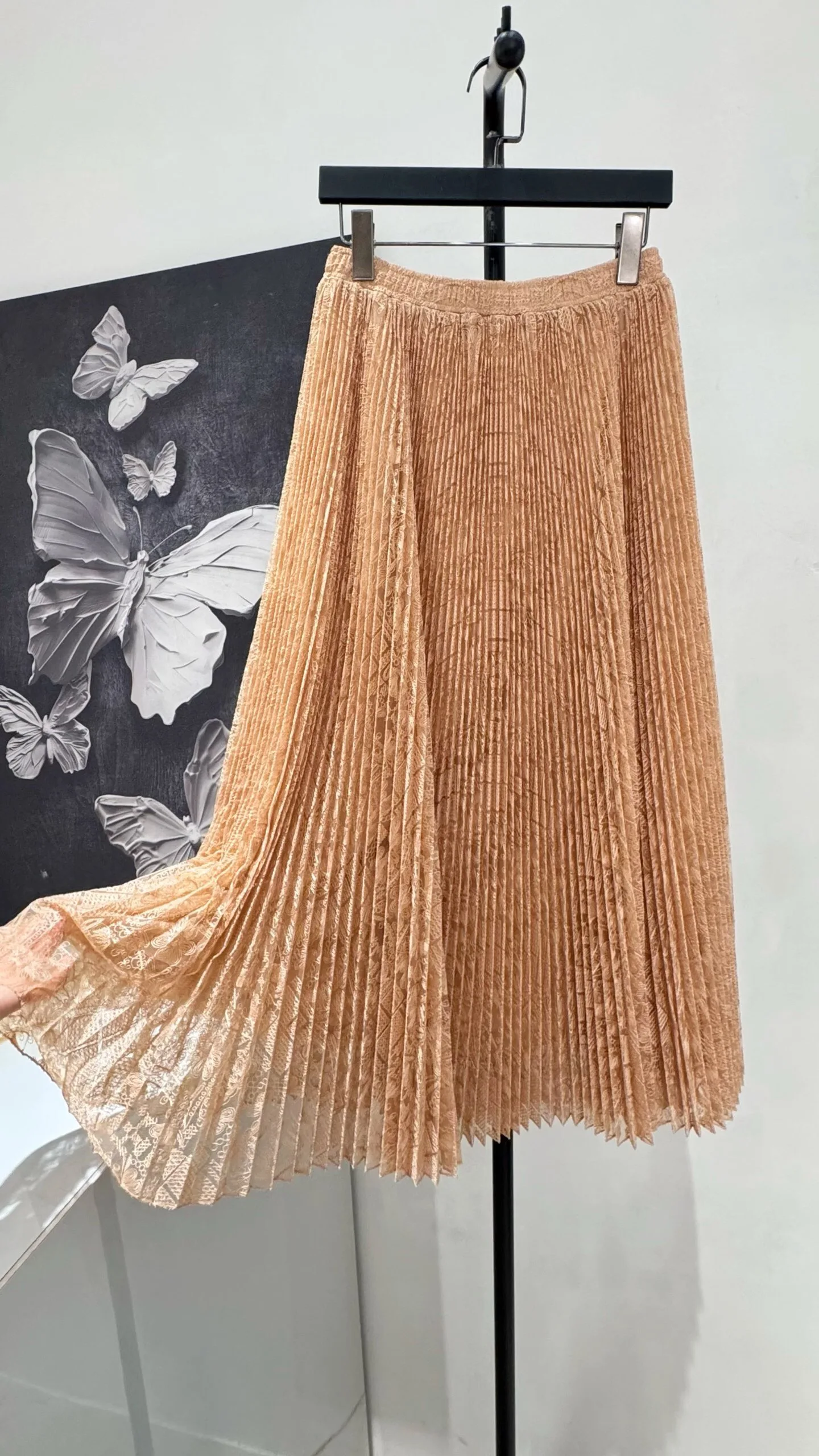 Champagne Silk Satin Embroidery Two Piece Set Women Designer Lace Shirt & Long Skirt High End Luxury Runway Party Wear view 4