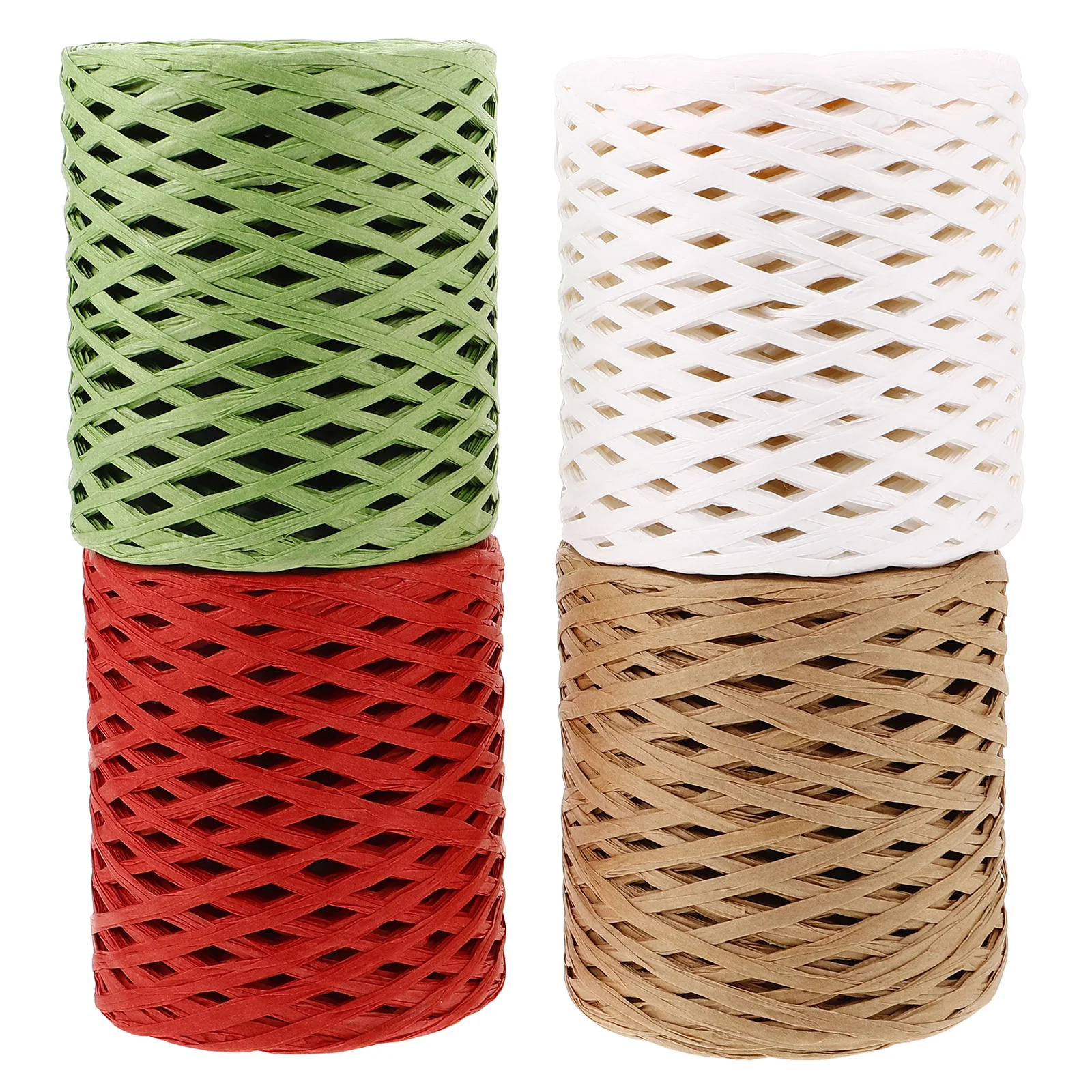 

4 Rolls Raffia Paper Rope Handwoven Durable DIY Craft Ribbon Present Wrapping Floral String Raffia Paper Rope Twine Ribbon