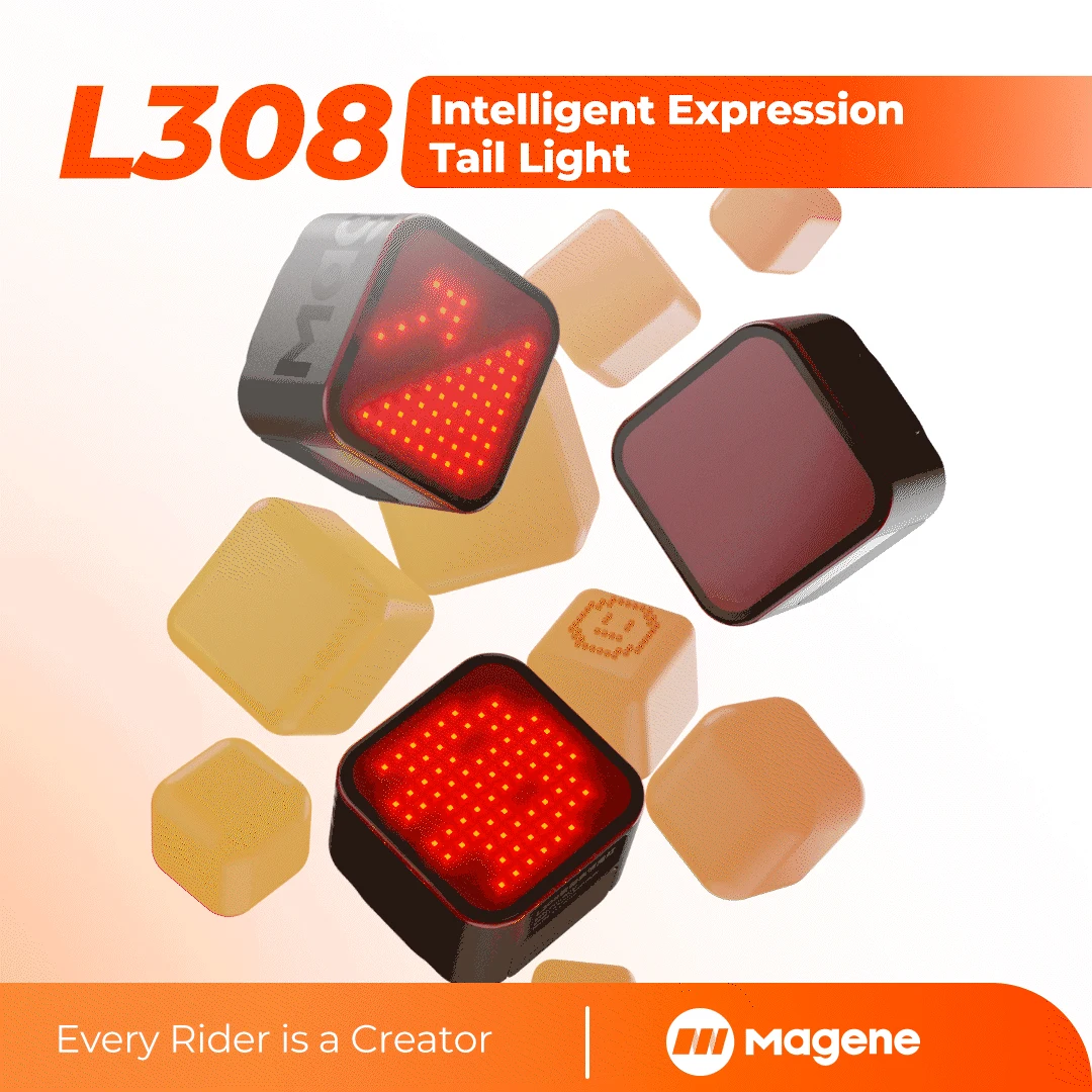 Magene L308 Smart Taillight for Bike Highly Customizable Intelligent Expression Bluetooth Lightweight BicycleTailLight 96COB LED