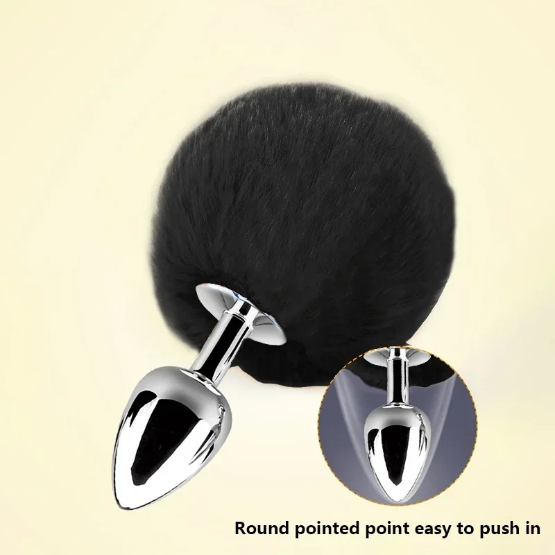 Mini Bunny Tail Butt Plug for Beginner Anal Beads 18mm or 22mm Metal Butt Plug Role Play BDSM Sex Toys for Men Women