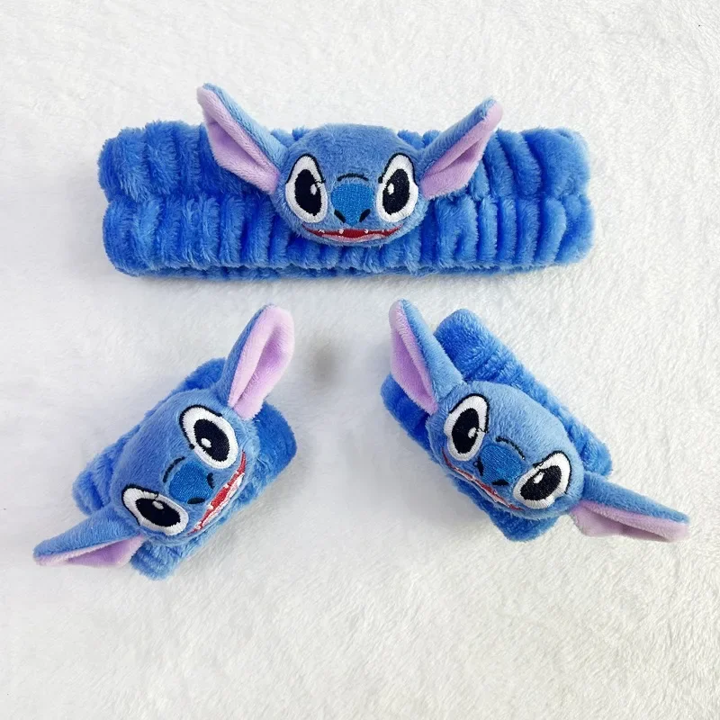 ديزني غرزة رباط شعر غسل الوجه شريط للرسغ Kawaii الكرتون لينة أفخم يشكلون عقال أغطية الرأس المرنة النساء فتاة 3 قطع مجموعة