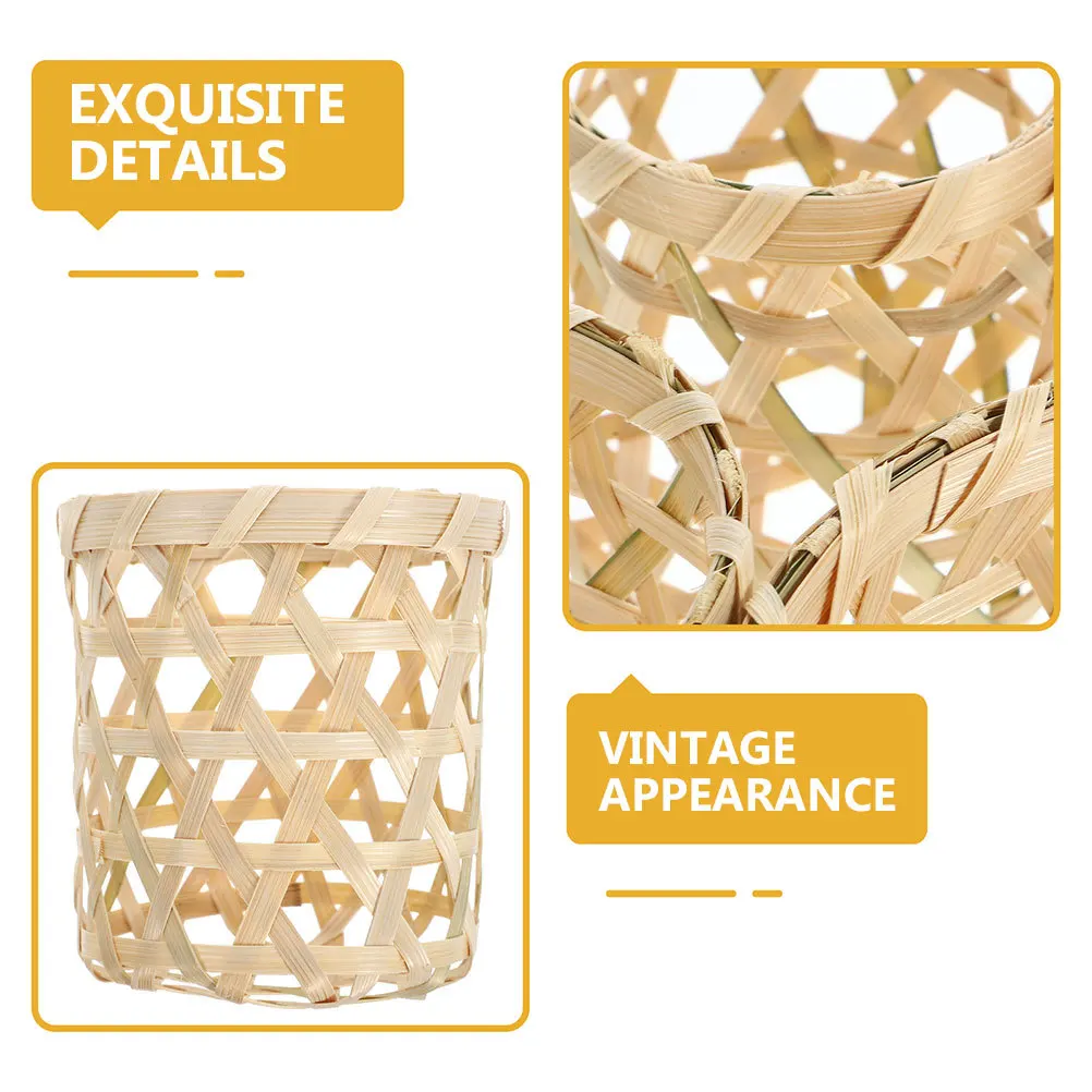 6 قطعة حامل سلة مغزولة عتيق قطعة مركزية للطاولة حامل شمع حرفي قطعة مركزية للطاولة