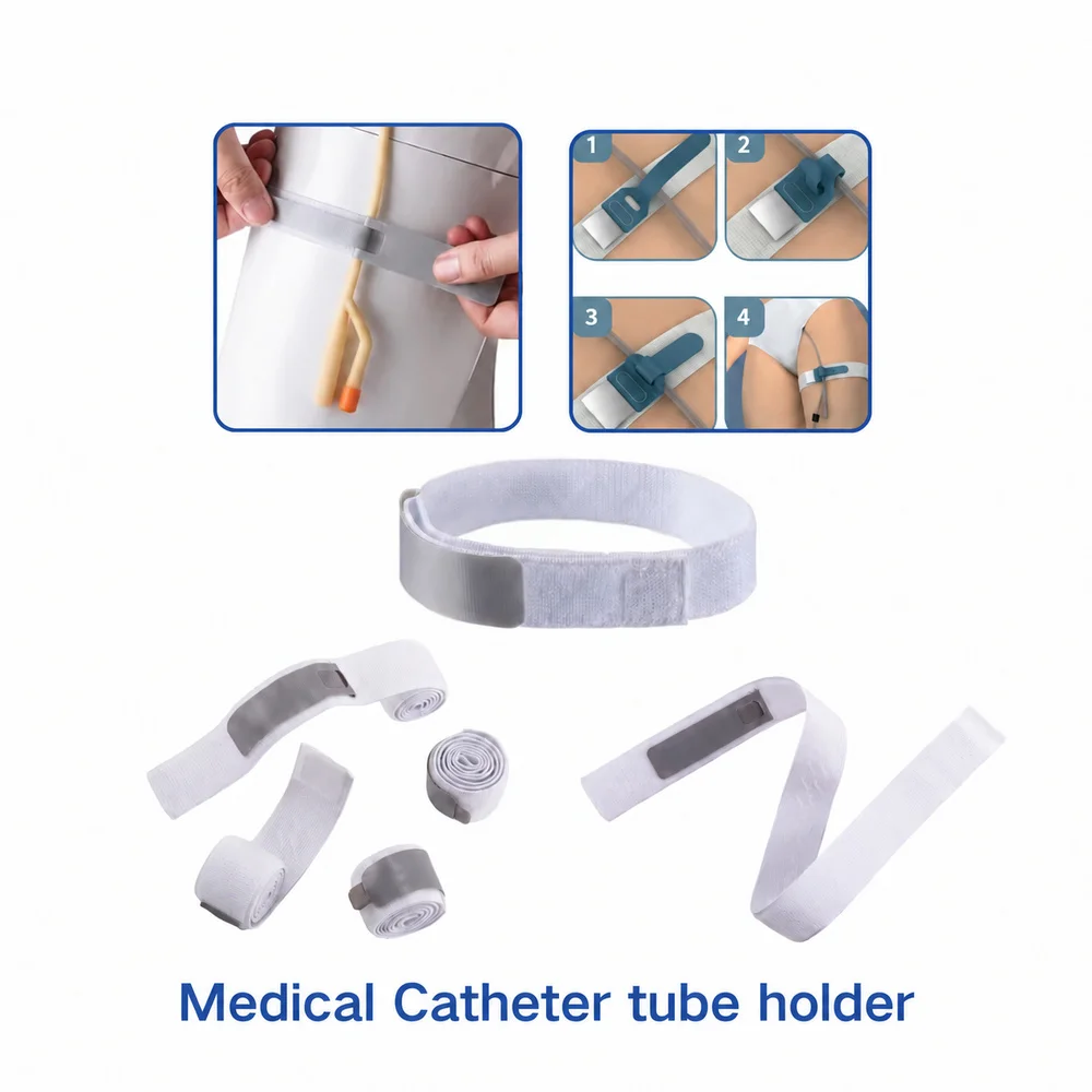 6 Pack Grey Drainage Catheter Securing Straps—Soft, Breathable, Adjustable, and Non-Slip Leg Straps