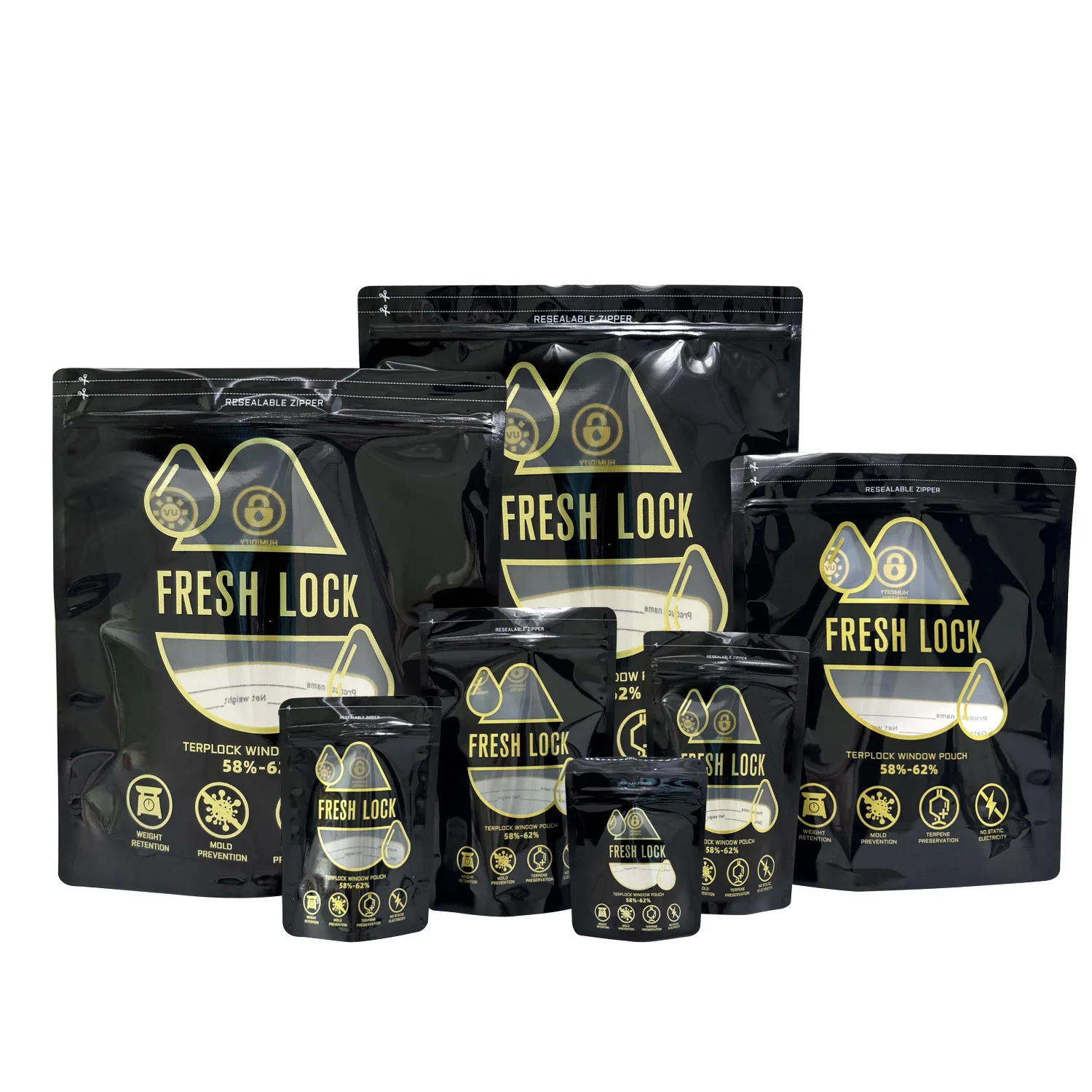 3.5g 7g 14g 28g 0.5LB 1LB 2LB Mylar Bag Empty Packaging Bag Smell Proof Zip Lock Pouch Plastic Open Window Storage Package Case