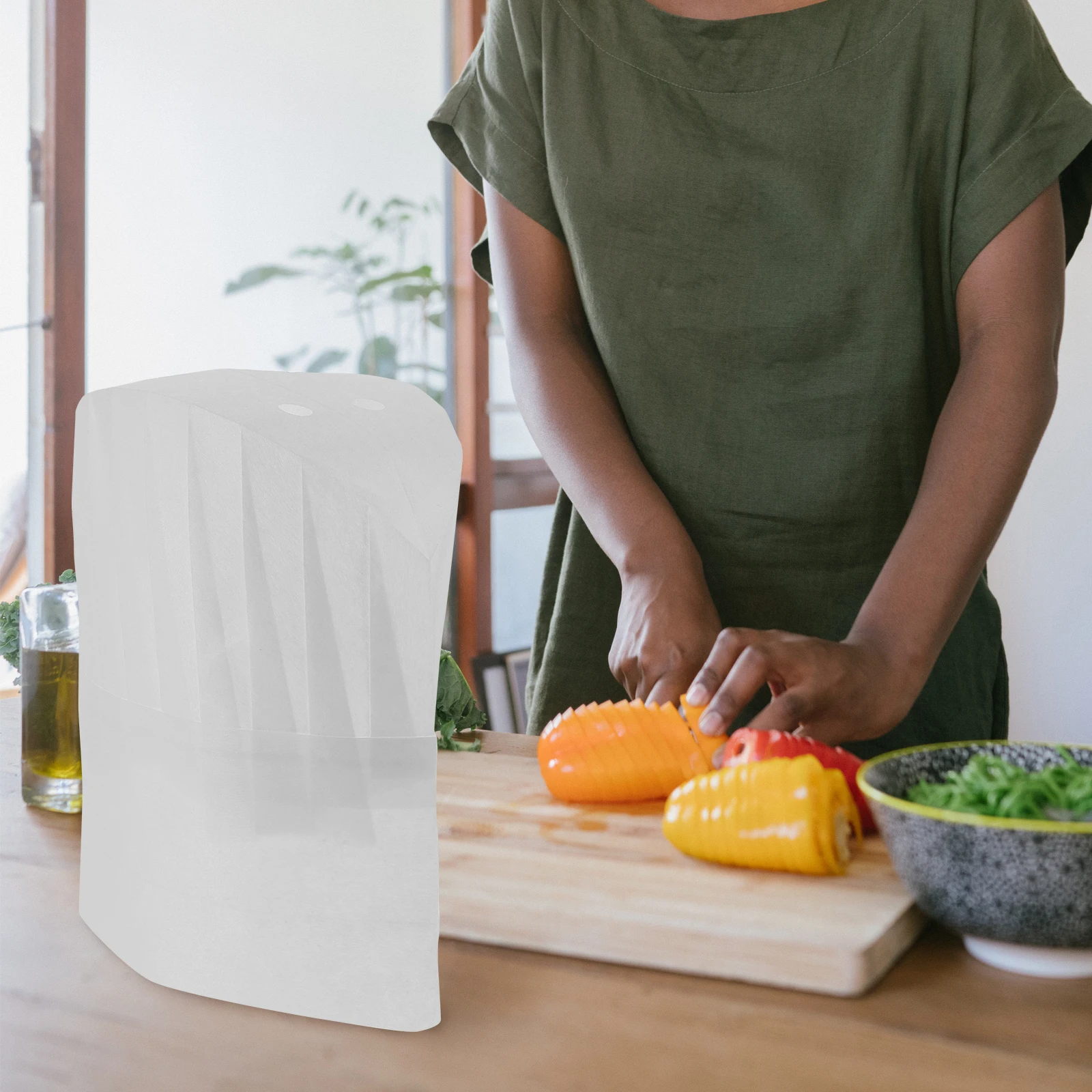20Pcs Nonwoven Chef Hat White Disposable Cooking Baking Restaurant Kitchen Server Hat Fits Most Safe Hygienic