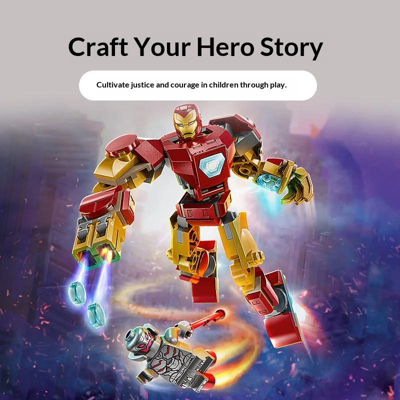 

Строительные блоки LEGO Superhero 76307 «Железный человек против Ултрона», детская игрушка для мальчиков и девочек, подарок на день рождения