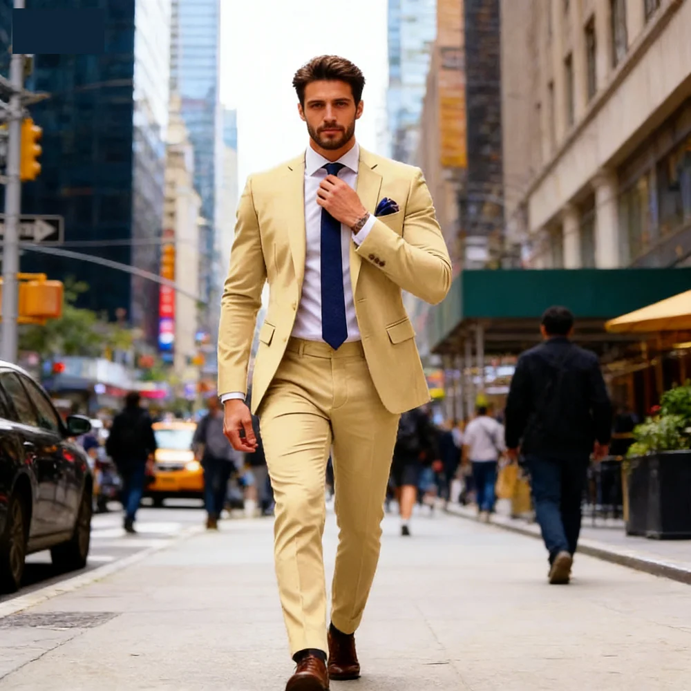 

Elegant Brown 3 Piece Men's Wedding Suit with Jacket Pants Vest - Single Breasted Notch Lapel Business Blazer Male Clothing