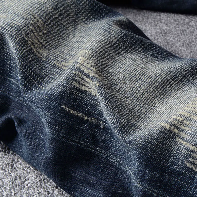 Italian Style Fashion Men Jeans Retro Black Blue Stretch Slim Fit Ripped Jeans Men Vintage Designer Casual Denim Pants Hombre