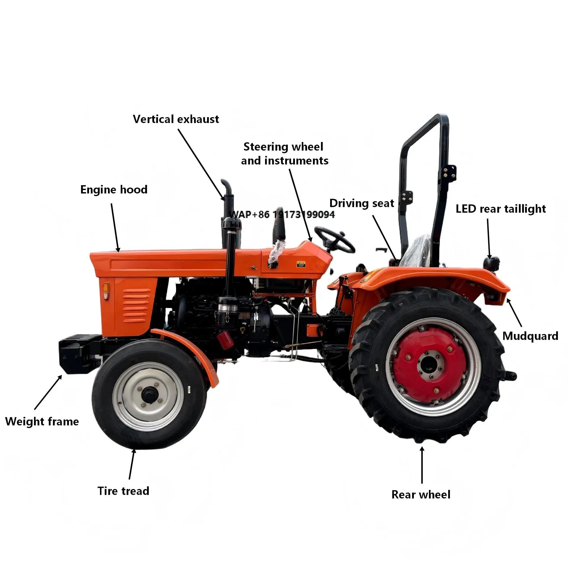 Promotional Four-Wheel Drive Small Agricultural Tractor with Engine Gear Drive Gearbox