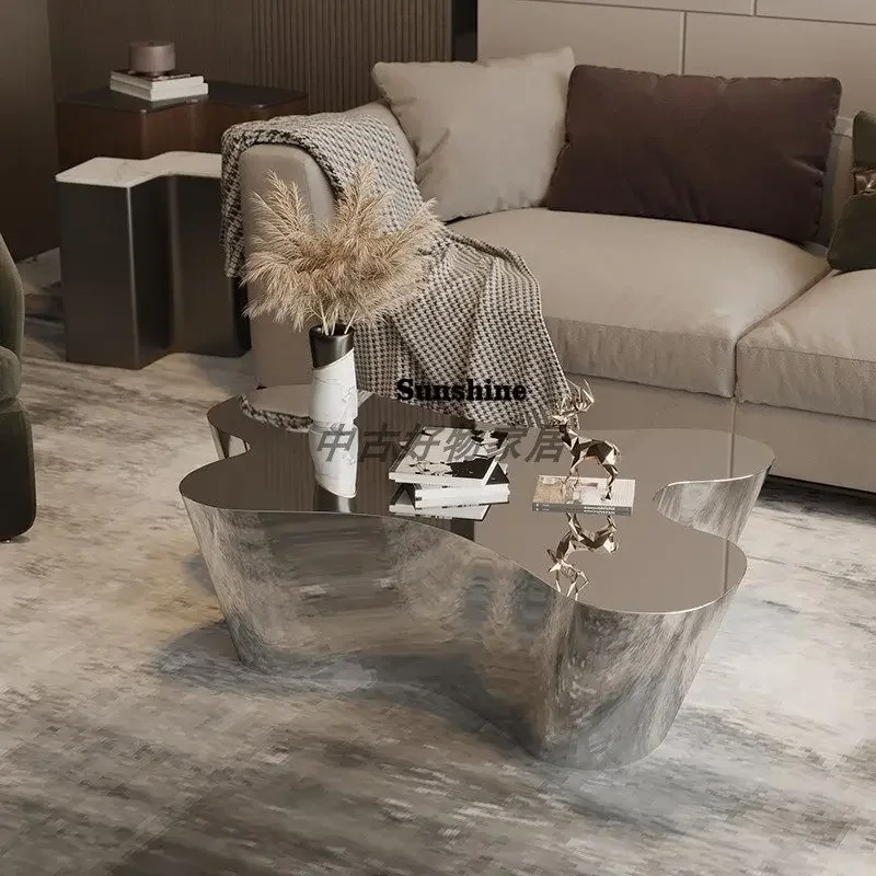 Stolik kawowy ze stali nierdzewnej, do lobby hotelowego, strefy spotkań, negocjacji, stolik do herbaty