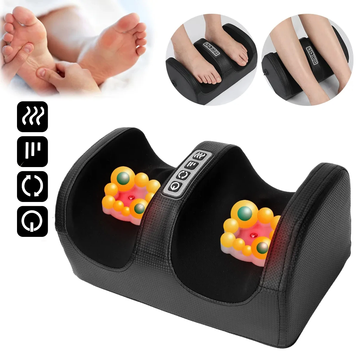 

Electric Foot Massager Heated Roller Vibration Shiatsu Kneading Relax Muscle Massage Machine Winter Relieve Fatigue Home Office