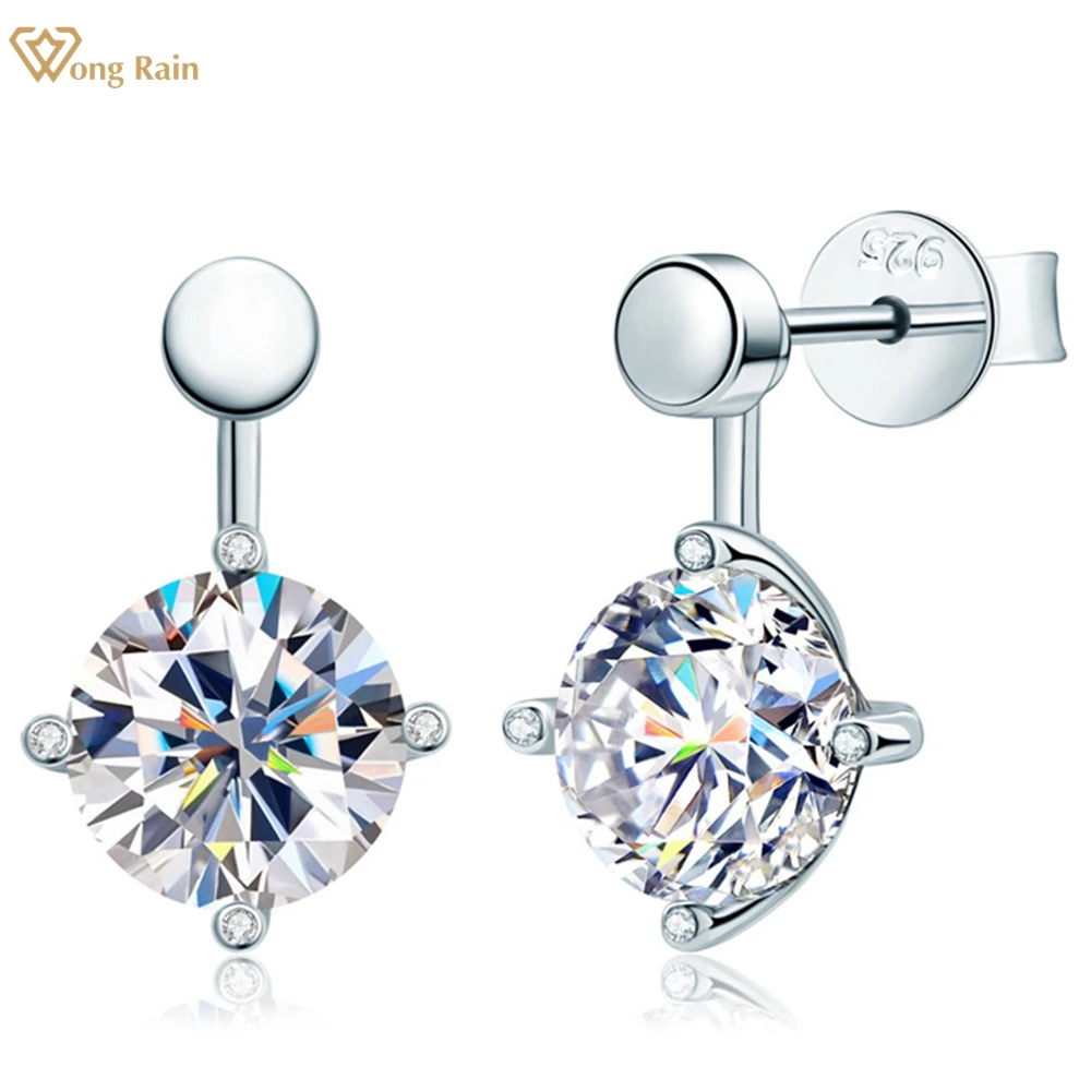 

Wong Rain, Стерлинговое Серебро 925 пробы, VVS1, 2CT, D Цвет, настоящий Муассанит, серьги-гвоздики со стразами, свадебные ювелирные украшения, Подарок на годовщину