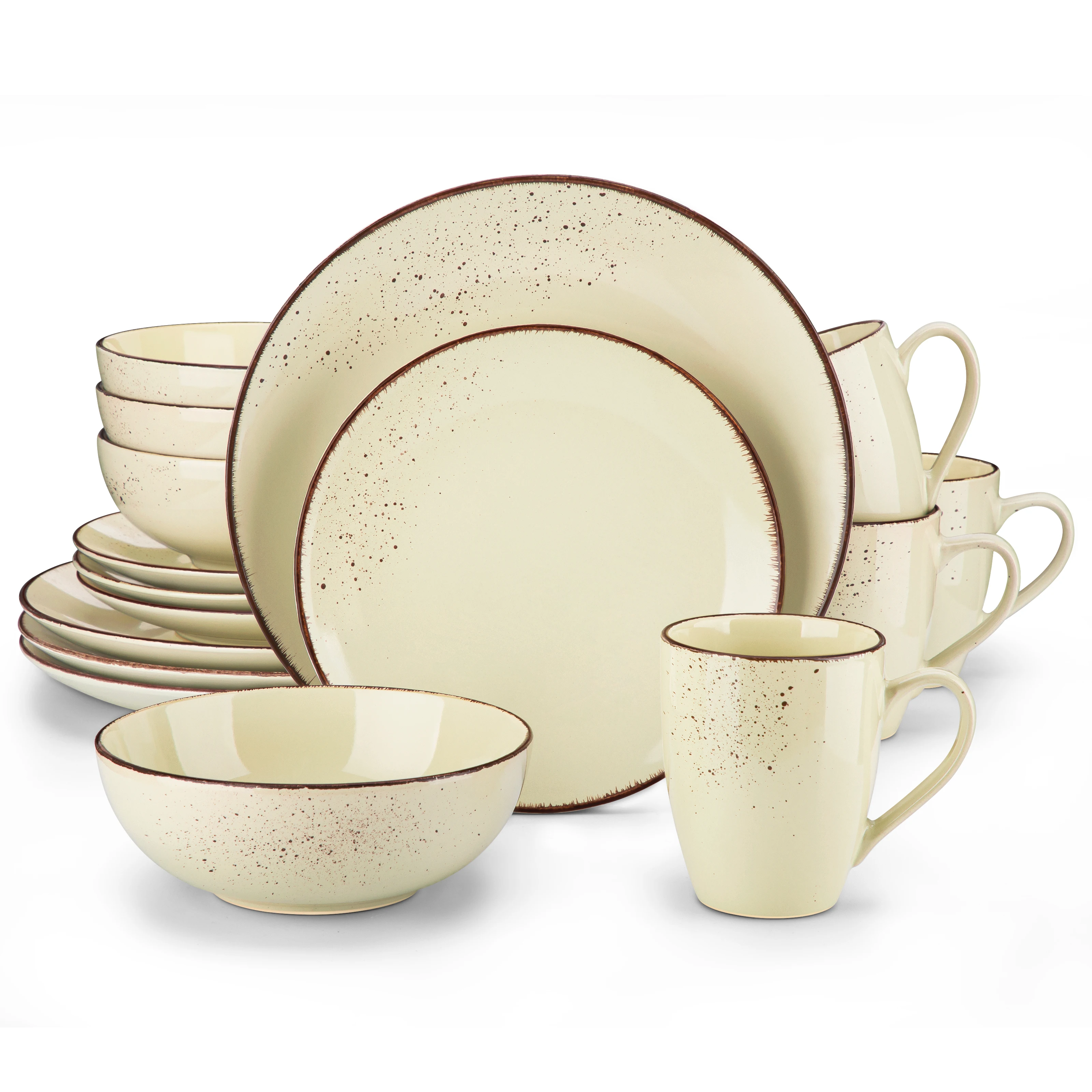 Vancasso Navia-C 16/32/48-Piece Stoneware Ceramic Dinnerware Set with Dinner Plate,Dessert Plate,800ml Bowl,Mug Tableware Set