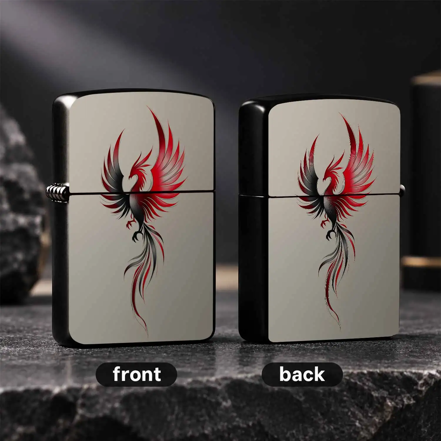 Stylish Phoenix Totem Portable Lighter Exquisite Art Pattern Design Smooth Grip Comfortable Hand Feeling Ideal For Daily Use Outdoor Camping Travel Gathering As Unique Present For Friends And Art Lovers Fine Craftsmansh A Humorous And Inter