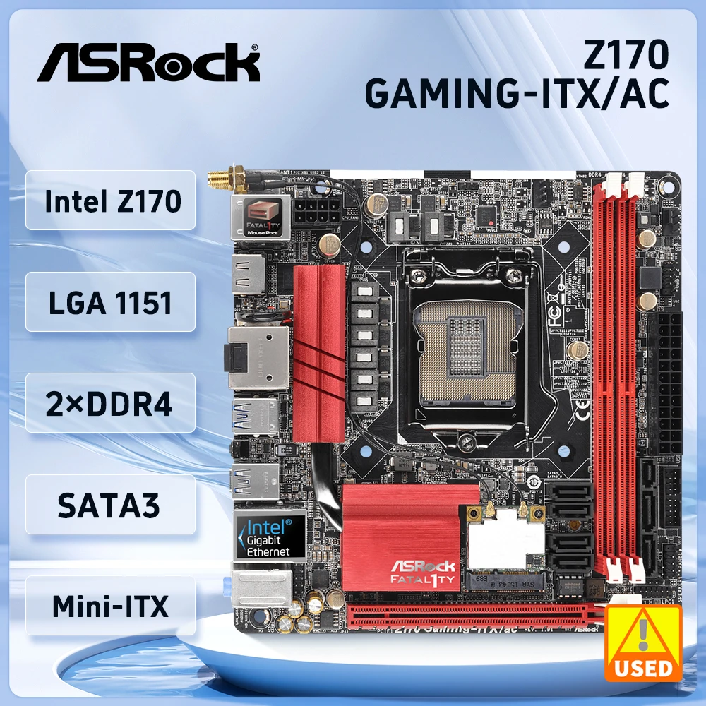 

ASROCK Z170 Gaming-ITX/ac LGA 1151 Mini-ITX Motherboards Intel Z170 2×DDR4 32GB PCI-E 3.0 USB3.1 M.2 For 6th gen Core i7/i5/i3