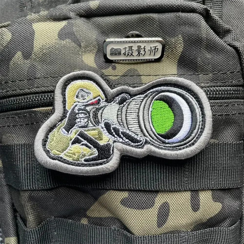 Tactical Photography Morale Badge Camera Badge Embroidered Hook and Loop Patches Tactical Backpack Decoration Sticker